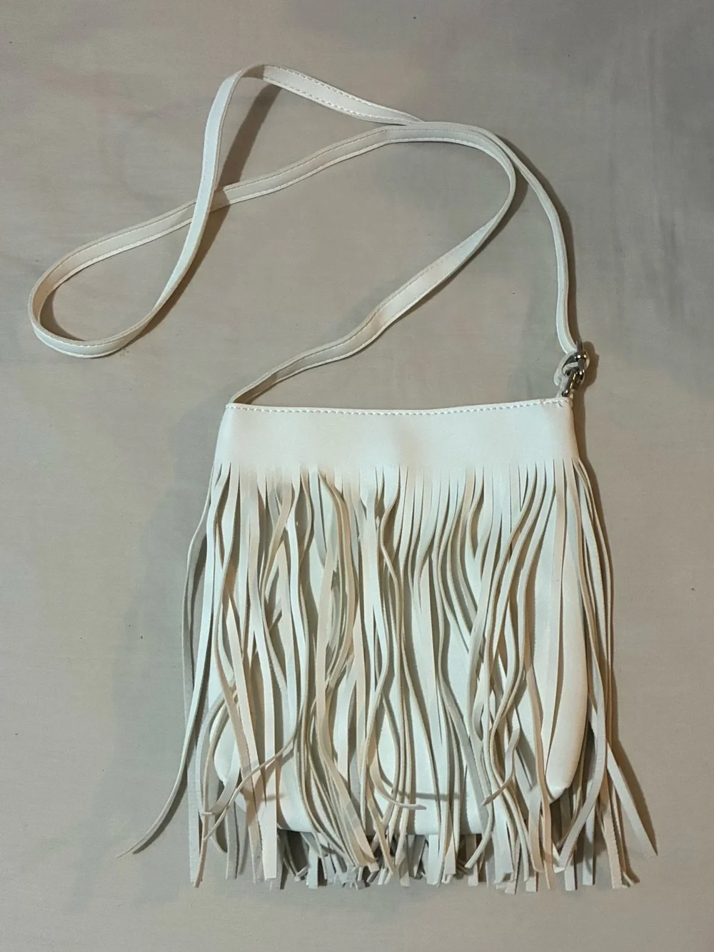 Fringed White Crossbody Bag - Minimal Chic